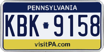 PA license plate KBK9158