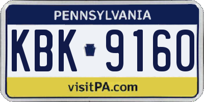 PA license plate KBK9160