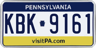 PA license plate KBK9161