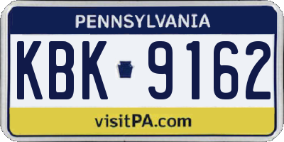 PA license plate KBK9162