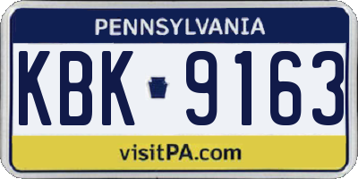 PA license plate KBK9163