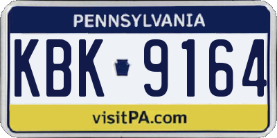 PA license plate KBK9164
