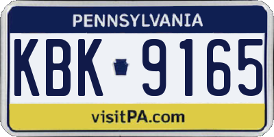 PA license plate KBK9165