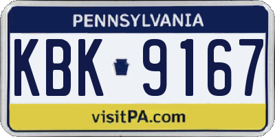 PA license plate KBK9167