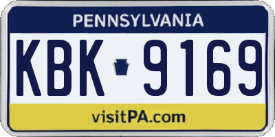 PA license plate KBK9169