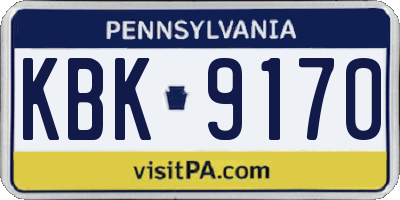 PA license plate KBK9170