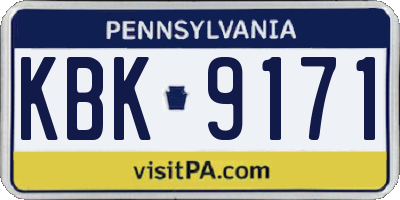 PA license plate KBK9171