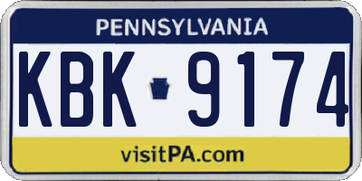 PA license plate KBK9174