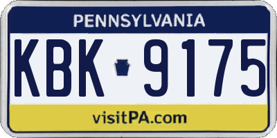 PA license plate KBK9175