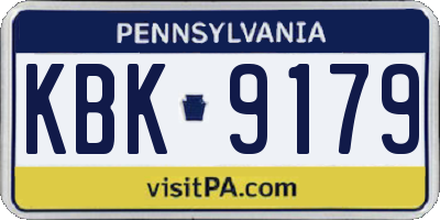PA license plate KBK9179