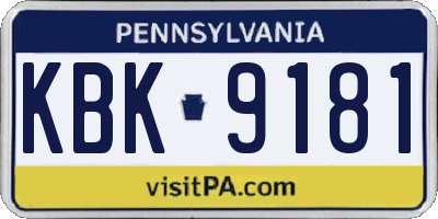 PA license plate KBK9181