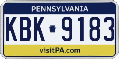PA license plate KBK9183