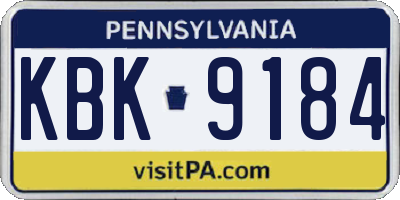 PA license plate KBK9184