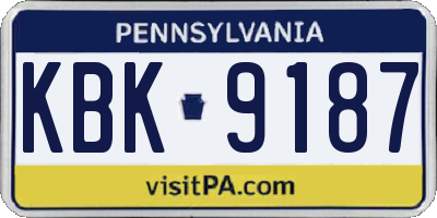 PA license plate KBK9187
