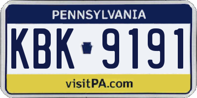 PA license plate KBK9191