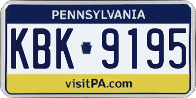 PA license plate KBK9195