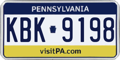 PA license plate KBK9198
