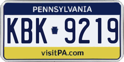 PA license plate KBK9219