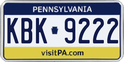 PA license plate KBK9222