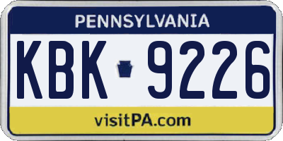 PA license plate KBK9226