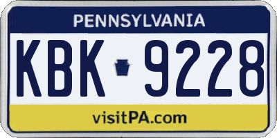 PA license plate KBK9228