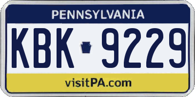 PA license plate KBK9229