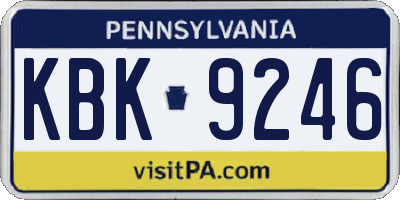 PA license plate KBK9246