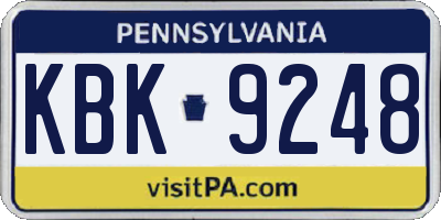 PA license plate KBK9248