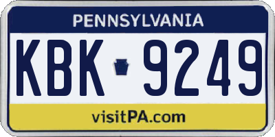 PA license plate KBK9249