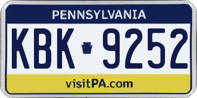 PA license plate KBK9252