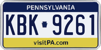 PA license plate KBK9261