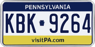 PA license plate KBK9264