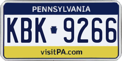 PA license plate KBK9266