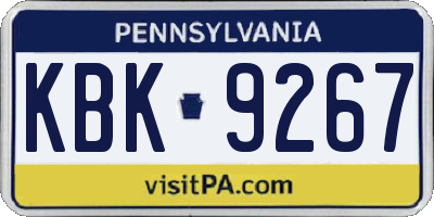 PA license plate KBK9267