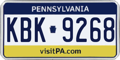 PA license plate KBK9268