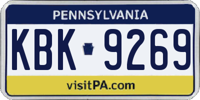PA license plate KBK9269