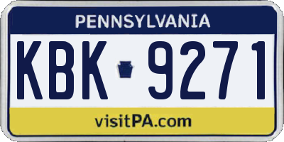 PA license plate KBK9271