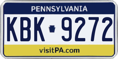 PA license plate KBK9272