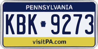 PA license plate KBK9273