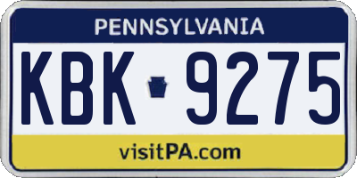 PA license plate KBK9275