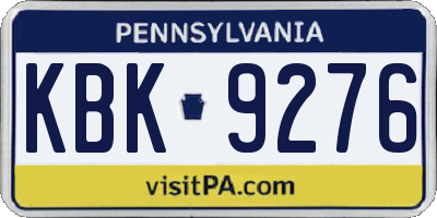 PA license plate KBK9276