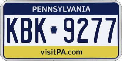 PA license plate KBK9277