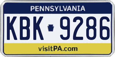 PA license plate KBK9286