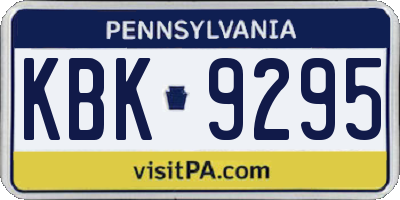 PA license plate KBK9295