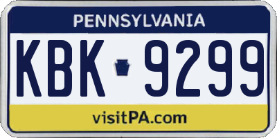 PA license plate KBK9299
