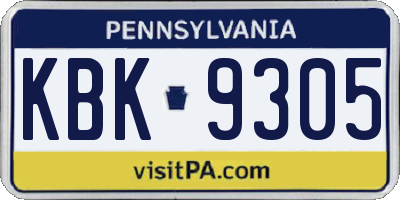 PA license plate KBK9305