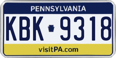 PA license plate KBK9318