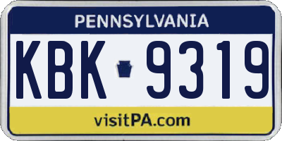 PA license plate KBK9319