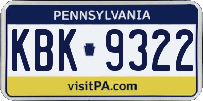 PA license plate KBK9322