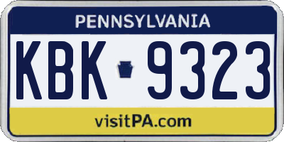 PA license plate KBK9323